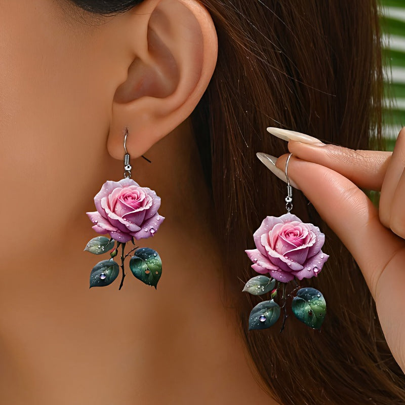 Wholesale acrylic rose women's earrings