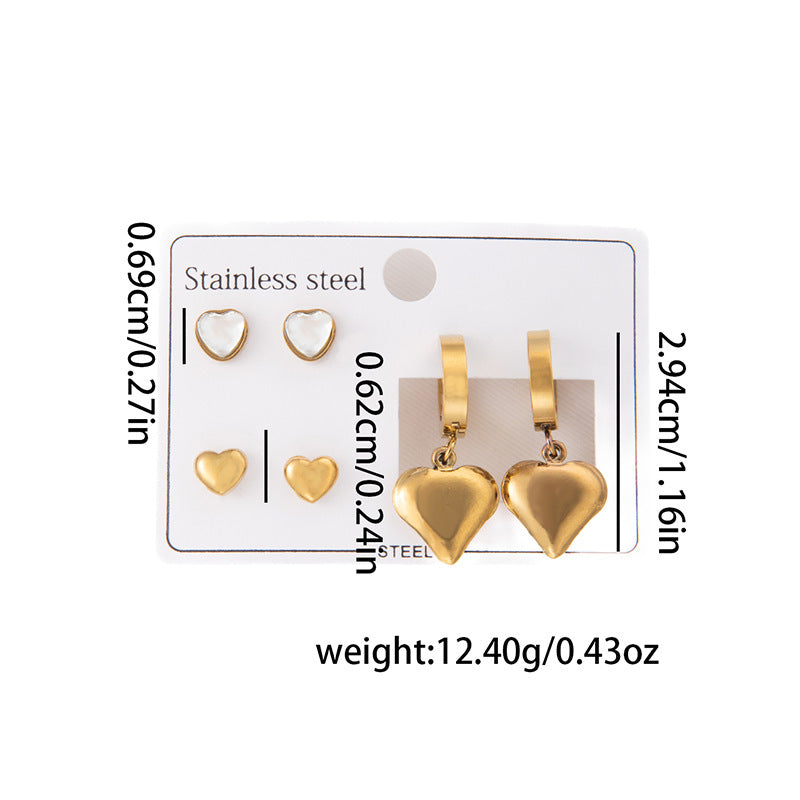 Wholesale Stylish Titanium Steel Love Earrings Set Fashion Jewelry for Party Wear