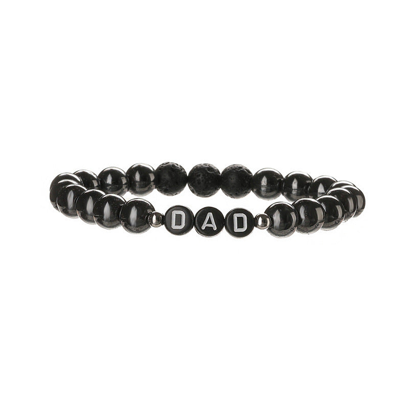 Wholesale European Style 8Mm Natural Stone DAD Letter Beaded Bracelet Father S Day Gift Elastic Cord Jewelry Accessory