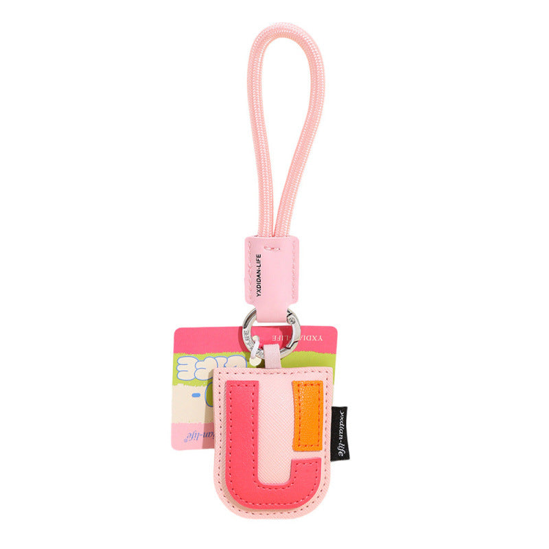 Wholesale Trendy 26 Letter PU Leather Keychain Pendant Graduation Gift Car Key Accessory