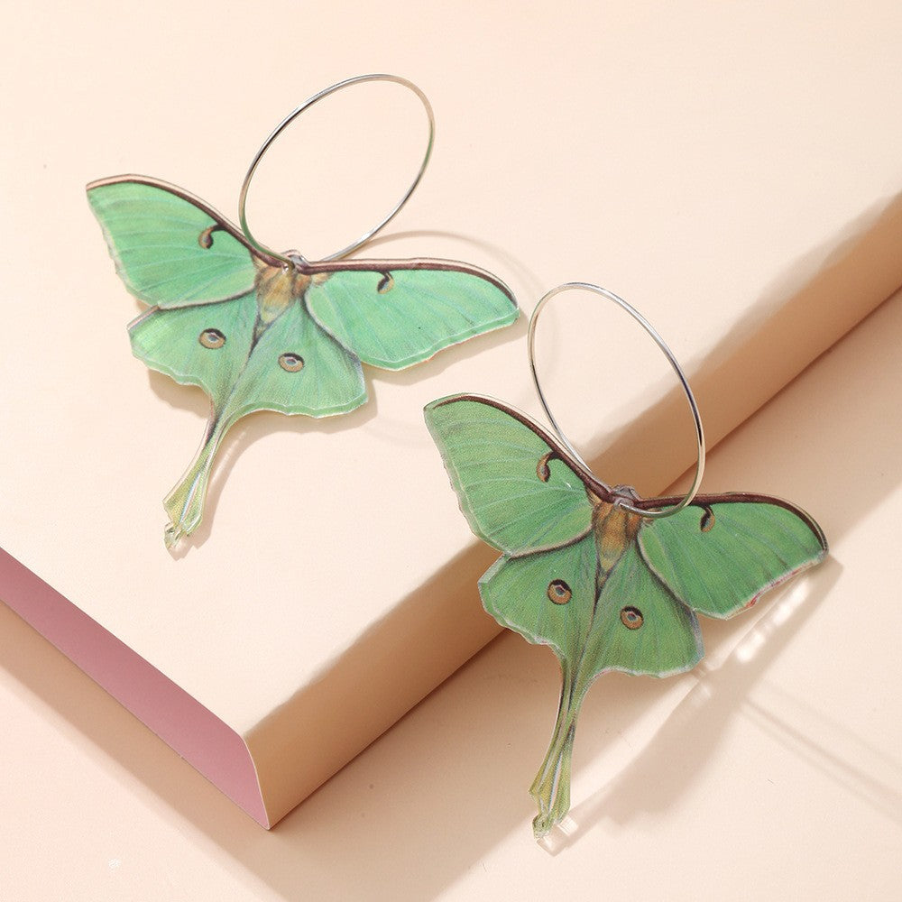 Wholesale  acrylic green butterfly moth earrings