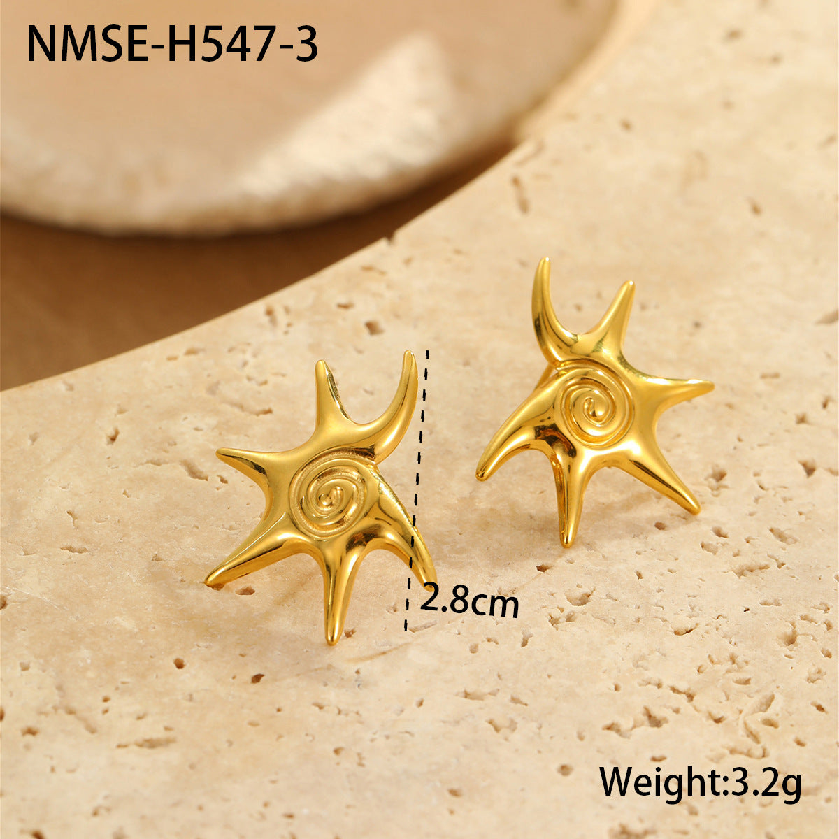 Wholesale  Ocean Style Stainless Steel Earrings Irregular Starfish Vortex  Earrings