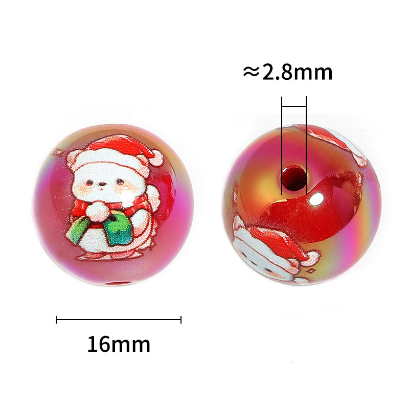 Wholesale 100pcs/pack christmas cartoon santa elk 16mm Acrylic Beads DIY Bead Accessories