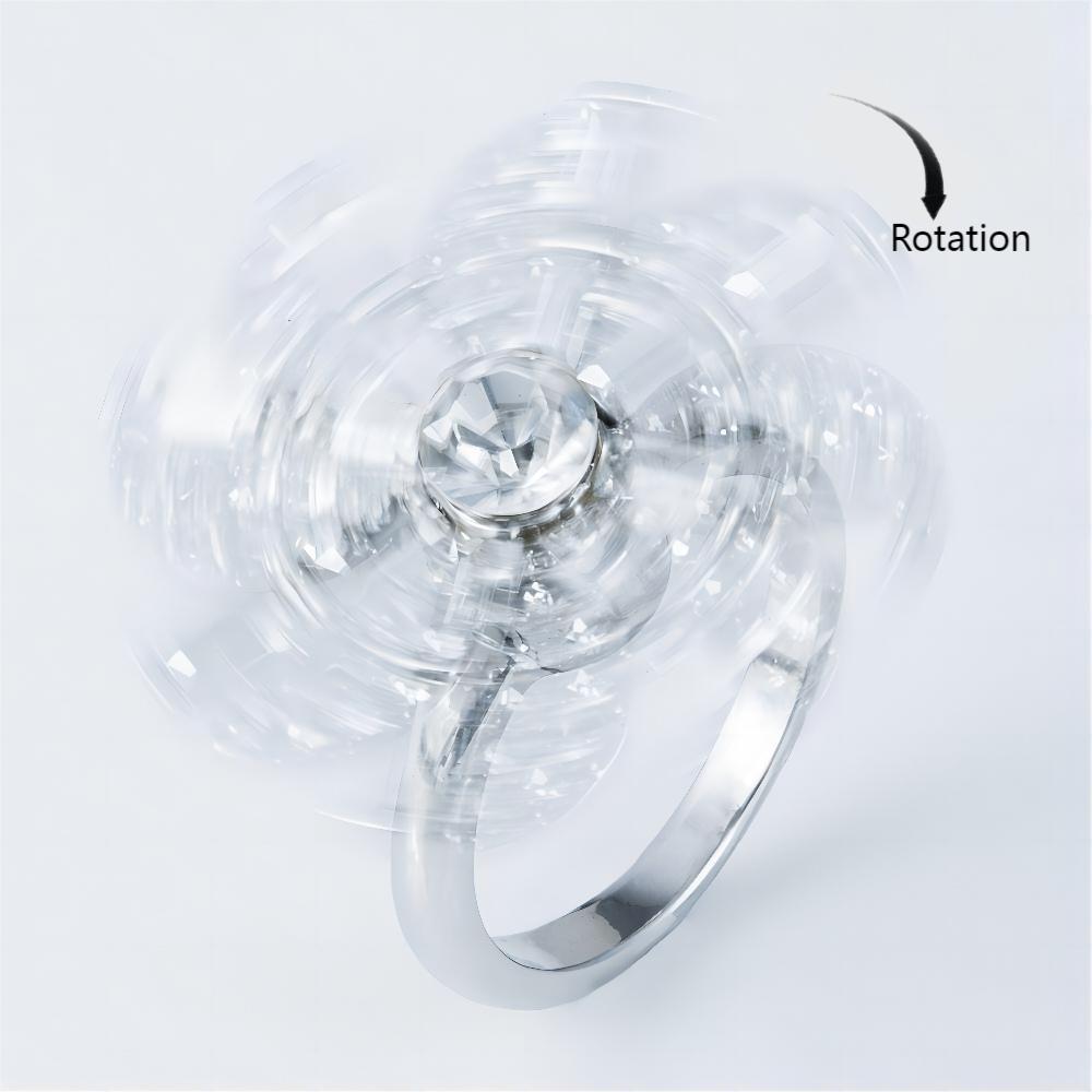 Wholesale  windmill rhinestone live ring adjustable size rotating ring