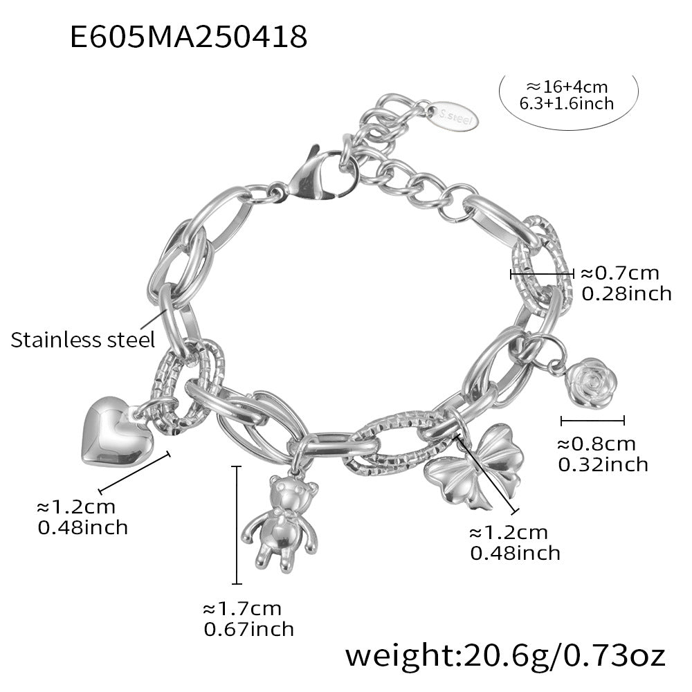 Wholesale Stainless Steel Fashion Love Bow Multi-element Bracelet