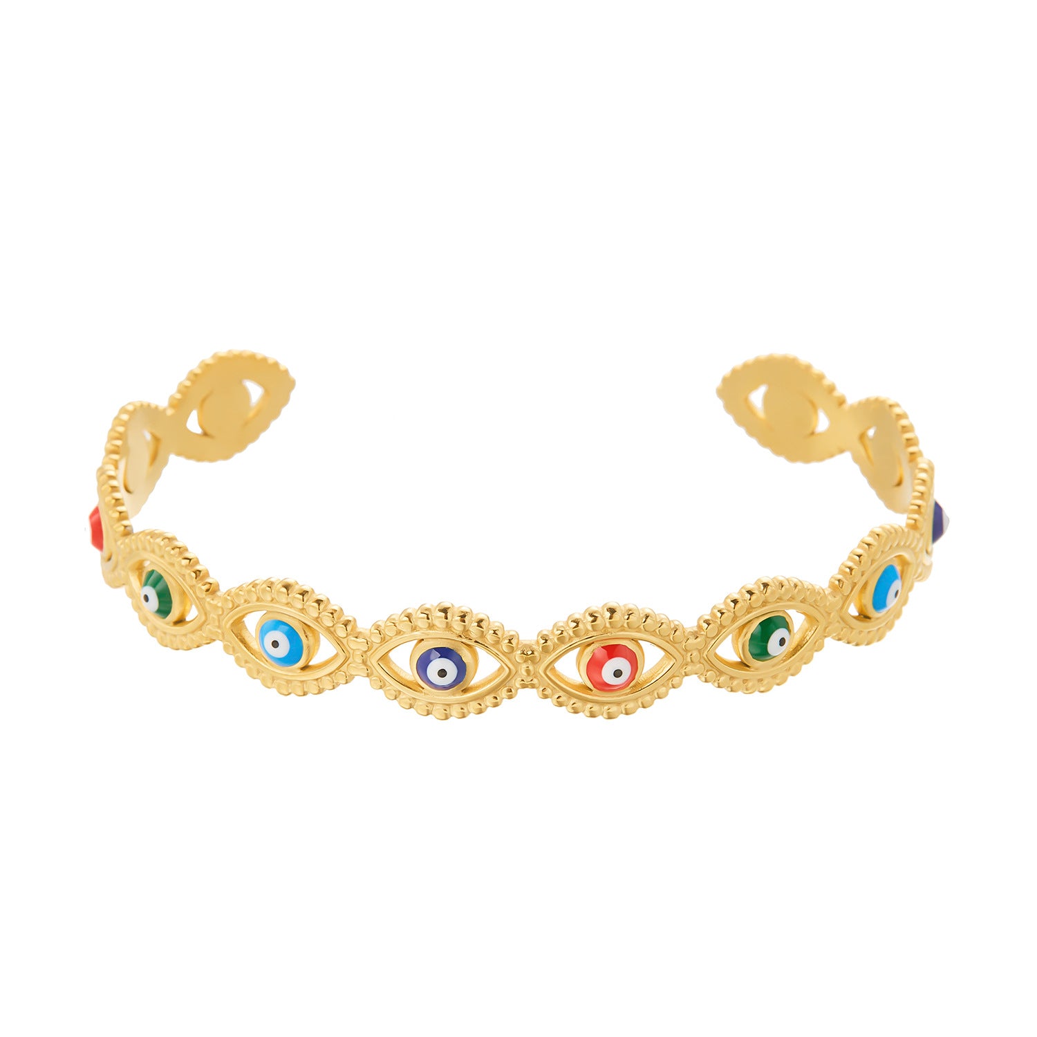 Wholesale Hollow Oil Dropping Blue Eyes Stainless Steel Bracelet