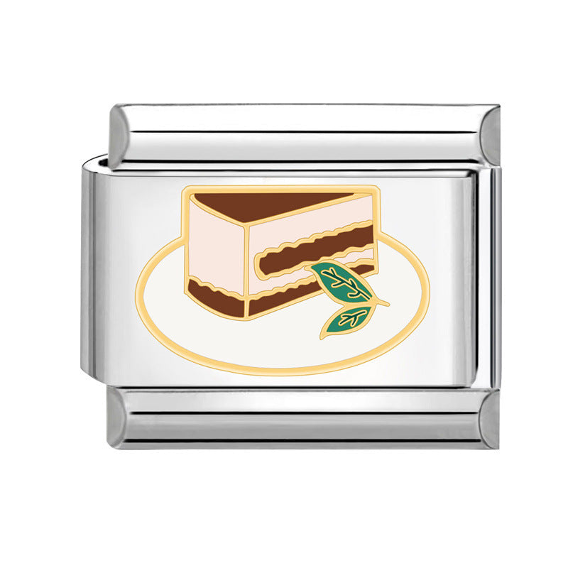 Wholesale Italian Charm Bracelet 9mm DIY Splicing Cute Dessert Titanium Steel Composable Bracelet