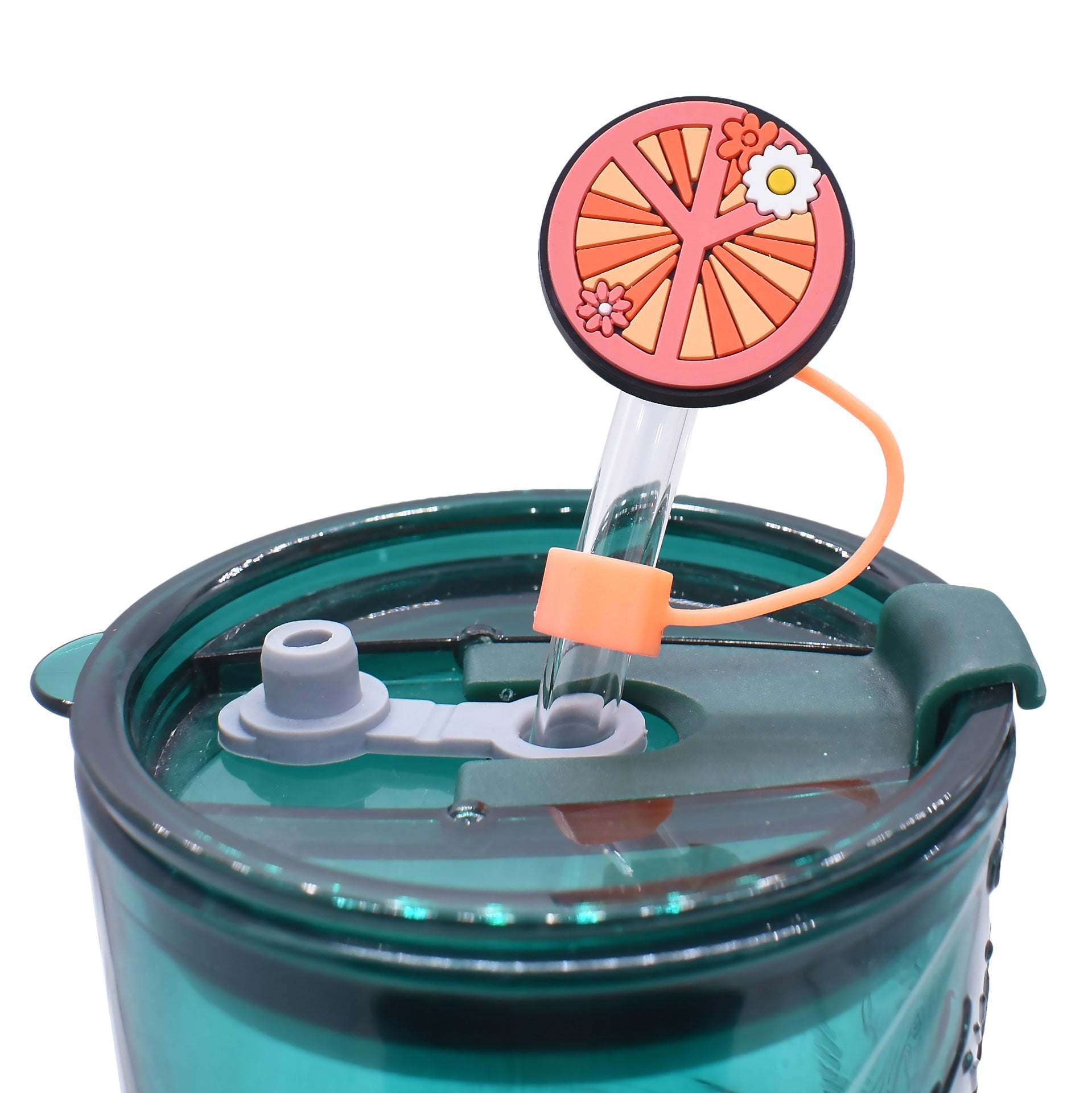 Wholesale Random 100pcs Love and Peace 10mm PVC Soft Straw Tube Cap ACC-SCR-RYY089