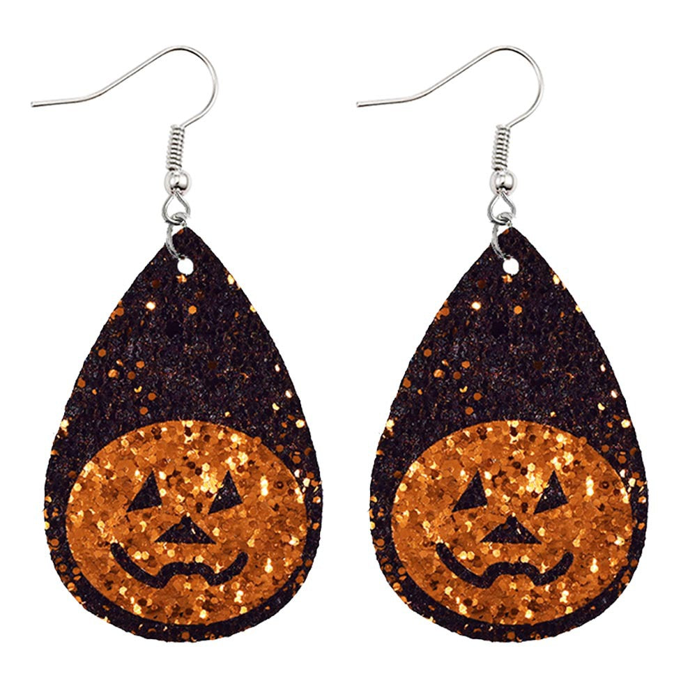 Wholesale Halloween Pumpkin Ghost Bat PU Leather Earrings ACC-ES-ChenY063