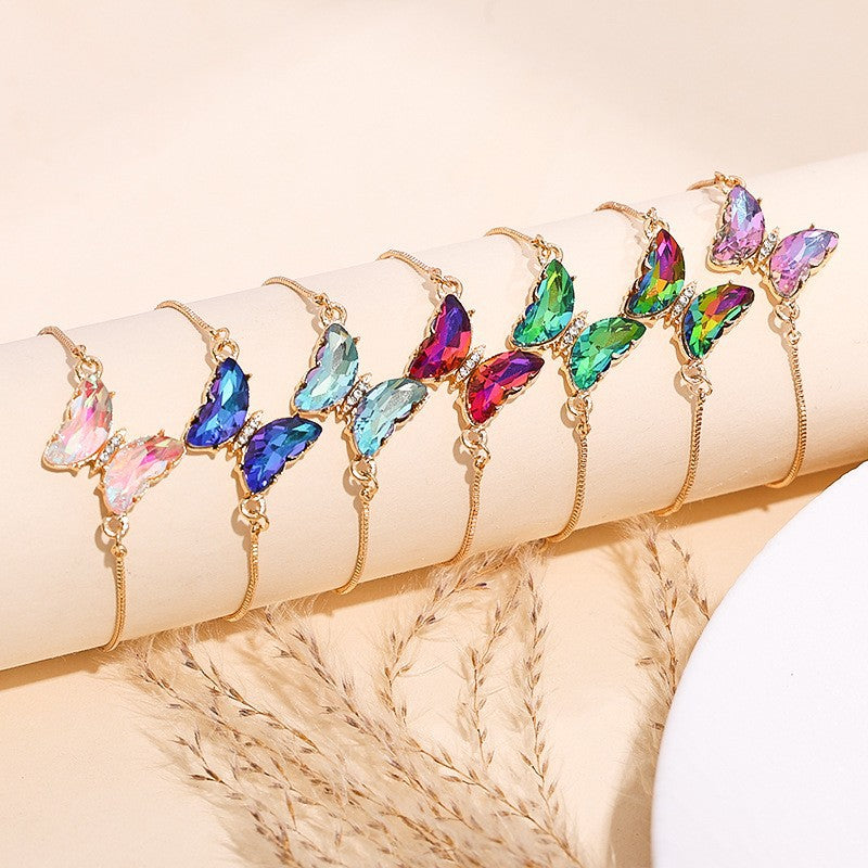 Wholesale  Colorful Zircon Butterfly Bracelet