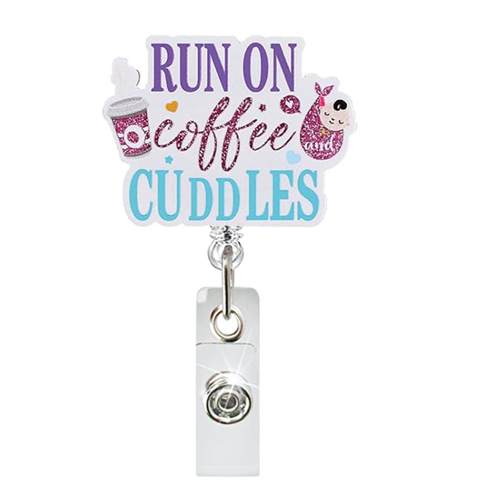 Wholesale Acrylic Baby Uterus Donut Retractable Rotating Badge Keychain ACC-KC-QiDing009