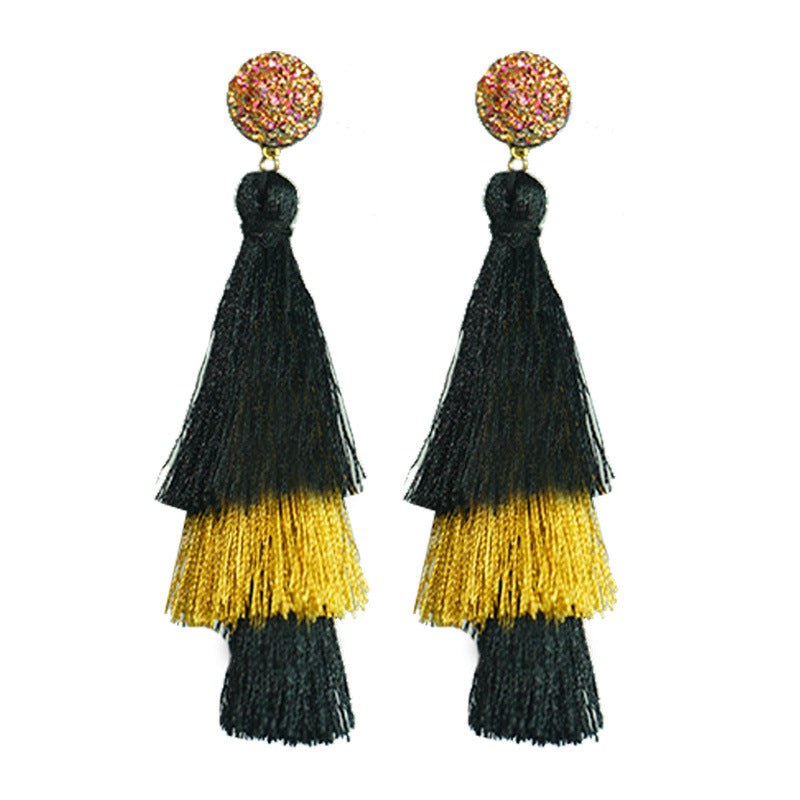 Wholesale 2 Pairs/pack 2024 Graduation Season Bachelor's Cap Multi-layered Tassel Pom Pom Acrylic Earrings ACC-ES-HY075