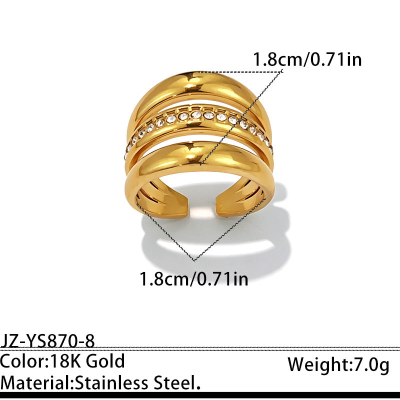 Wholesale Stainless Steel Gold Plated Open Geometric Oval Design Ring Fashion Accessory for Everyday Wear