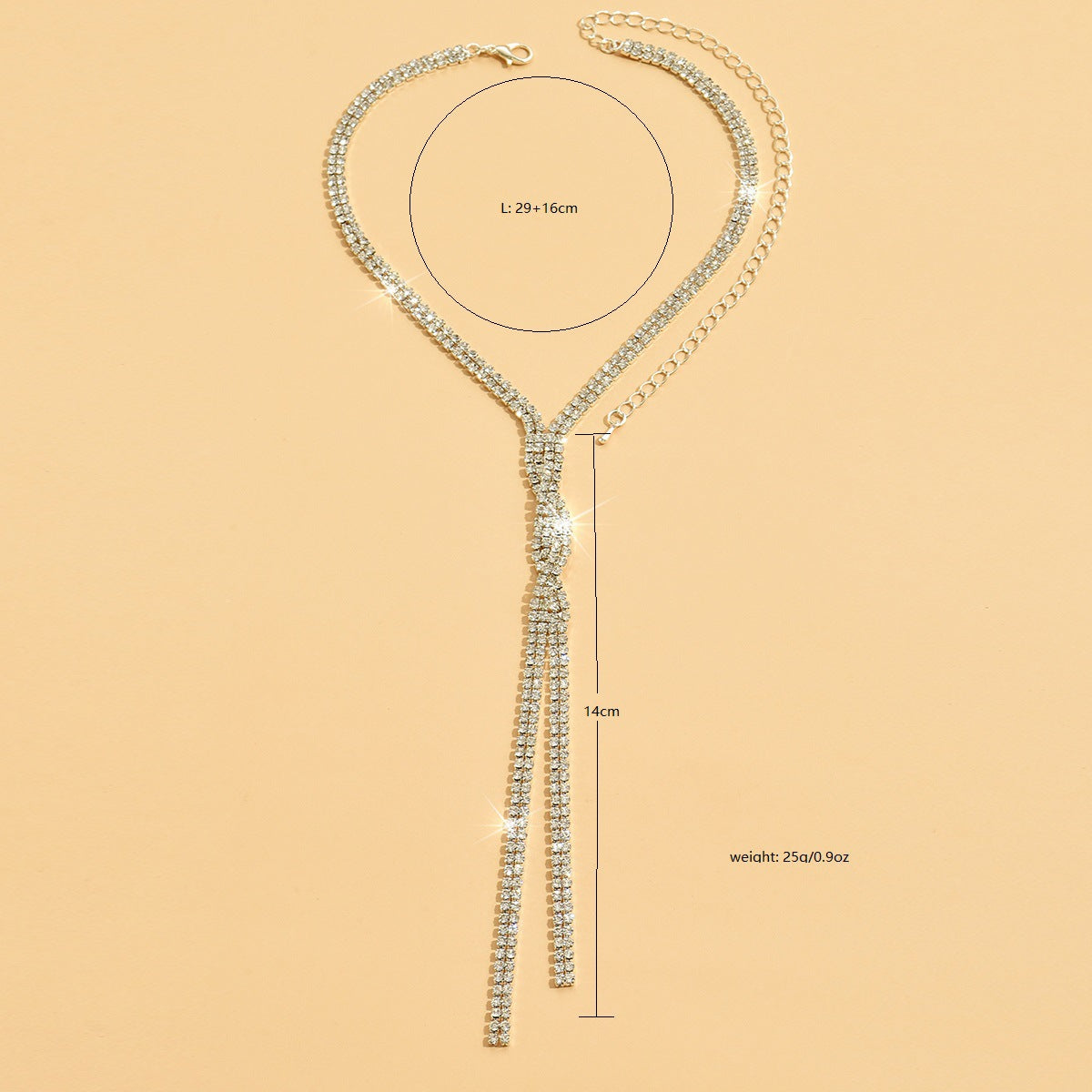 Wholesale exaggerated claw chain rhinestone tassel light luxury necklace