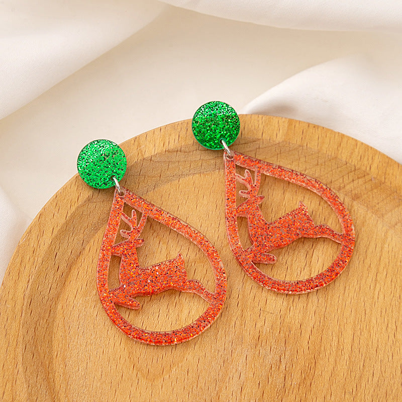 Wholesale Santa Claus Acrylic Snowflake Elk Hollow Earrings Christmas Socks Earrings ACC-ES-MDD076