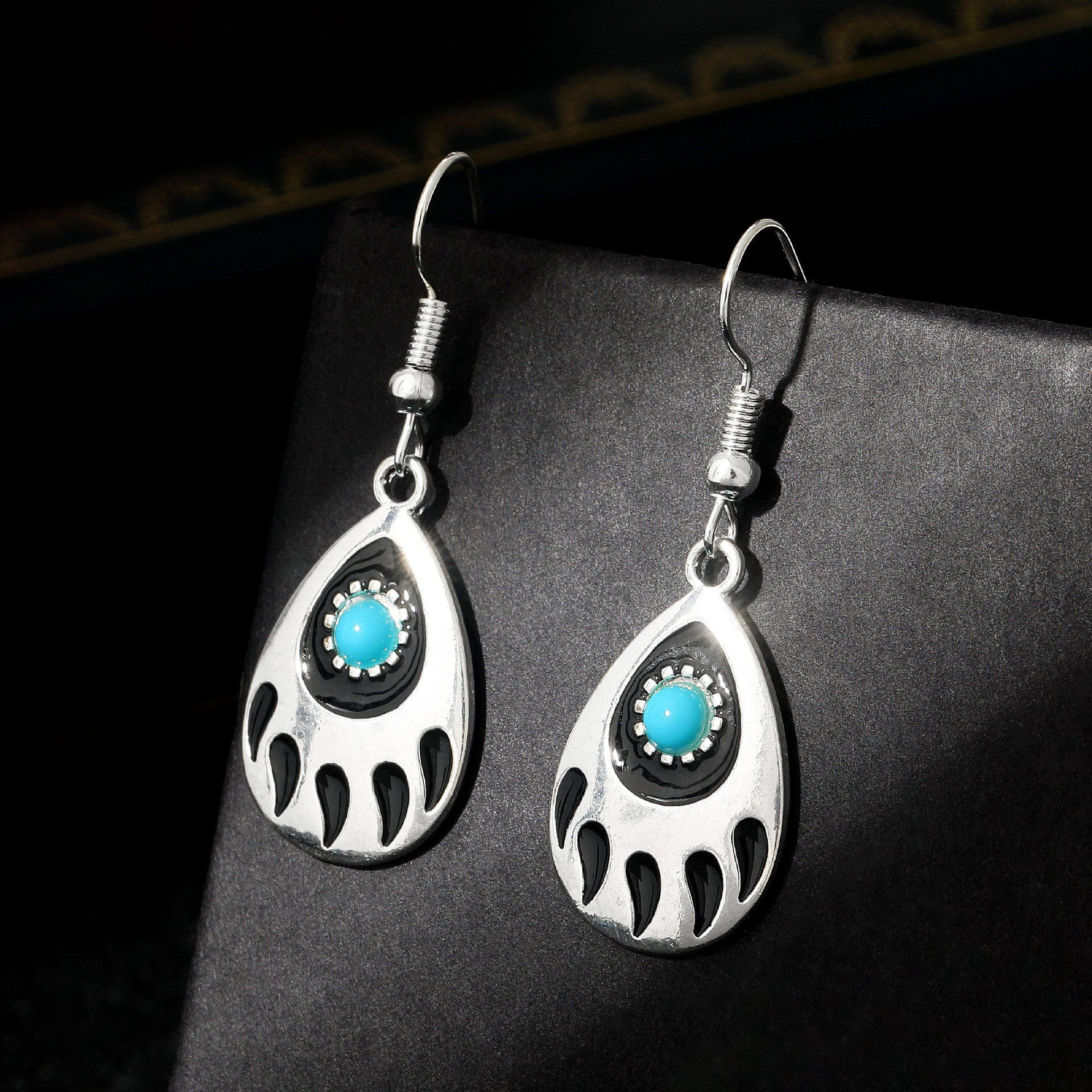 Wholesale Retro Oil Dripping Animal Paw Prints Earrings