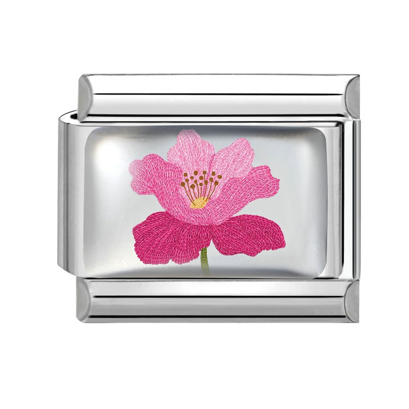 Wholesale Italian Charm Bracelet 9mm DIY Colorful Element Pink Pattern  Creative Stainless Steel Composable Bracelet