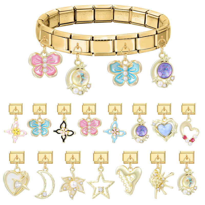 Wholesale Italian Charm Bracelet 9mm DIY Splicing Creative Pendant Stainless Steel Composable Bracelet