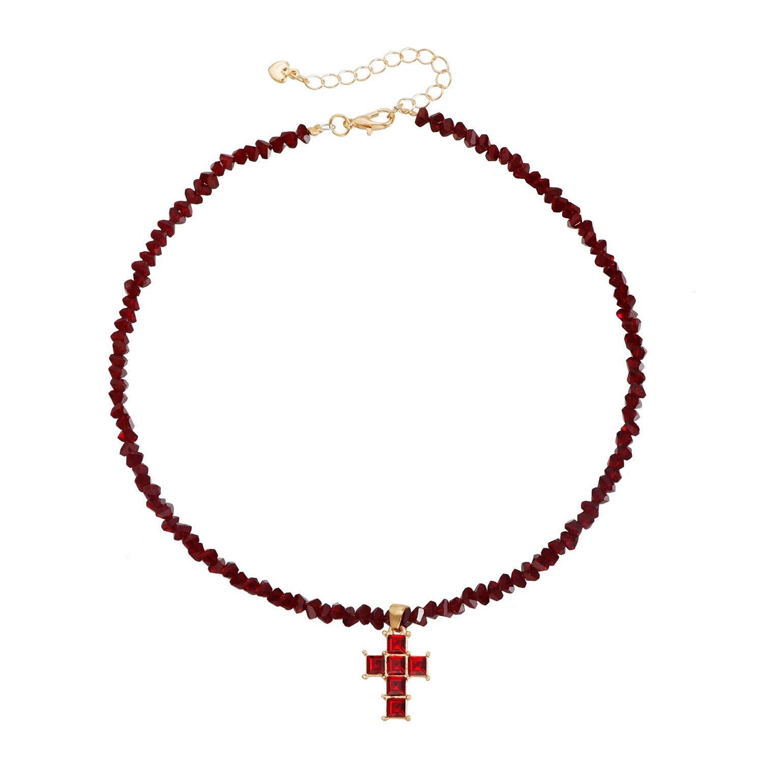 Wholesale Alloy Electroplated Triangle Crystal Inlaid Cross Necklace for Women Stylish Street Style Jewelry Accessory