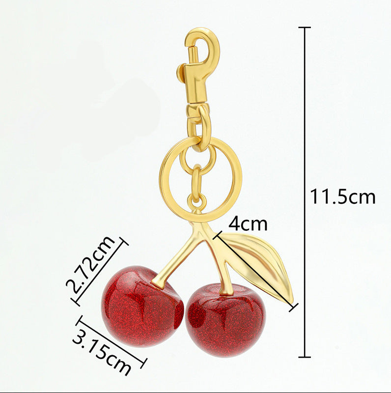 Wholesale Polished Plastic Resin Cherry Keychain Bag Pendant Sweet Style Decorative Accessory