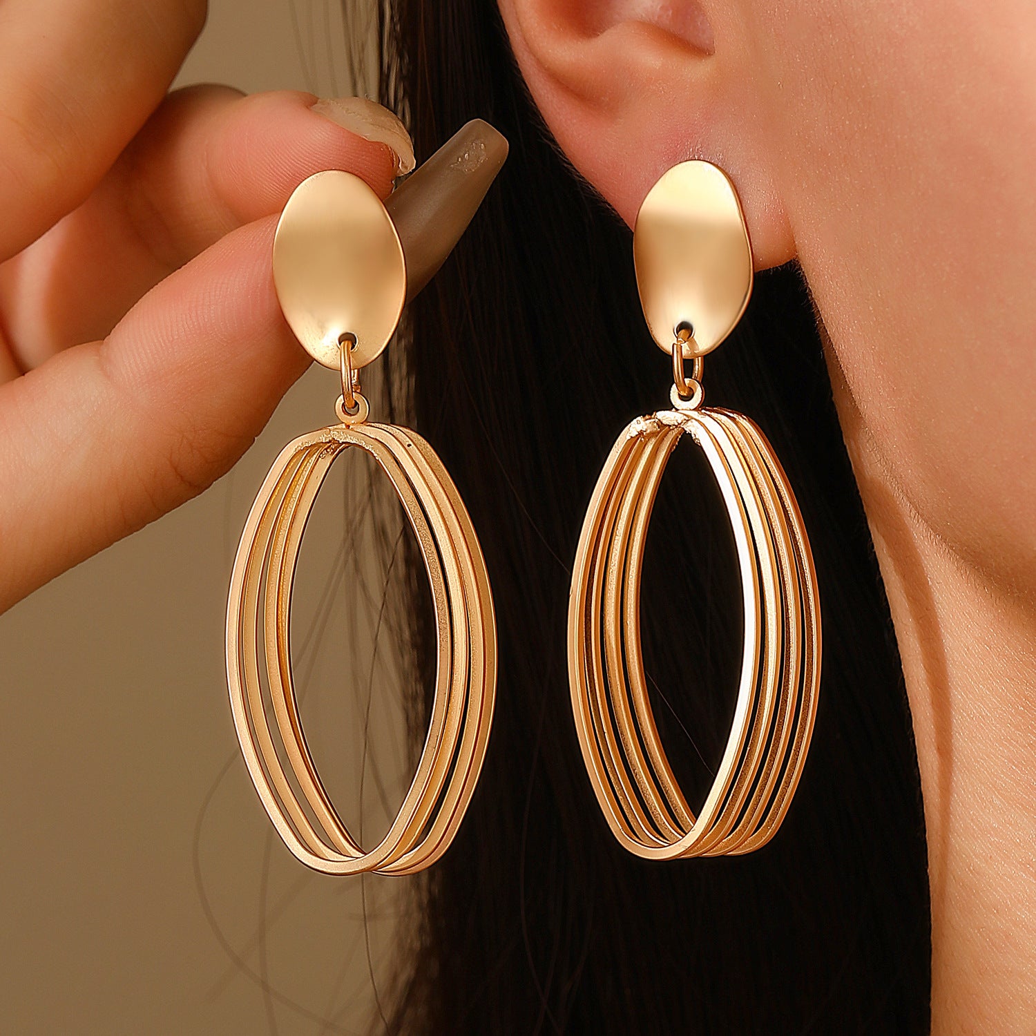 Wholesale Alloy geometric long hollow earrings