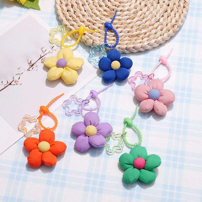 Wholesale Cartoon Fabric Flower Bag Charm Trendy Decorative Accessory for Bags and Phones