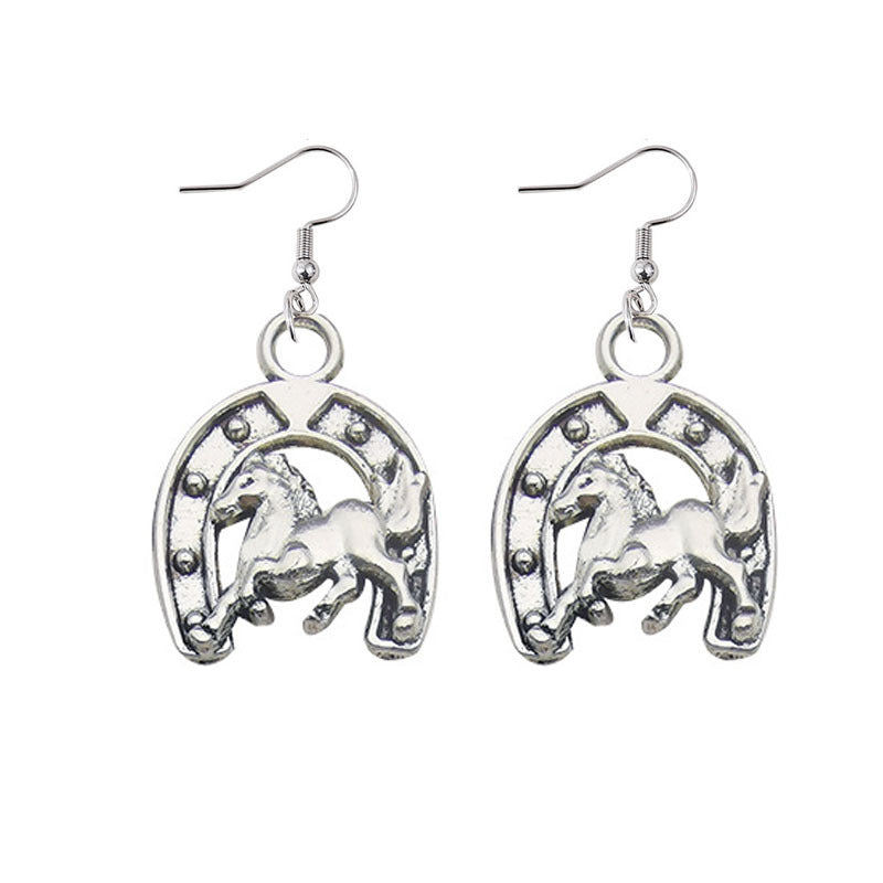 Wholesale Western Style Cowboy Bull Head Pistol Boots Horseshoe Alloy Earrings ACC-ES-YiYuan001