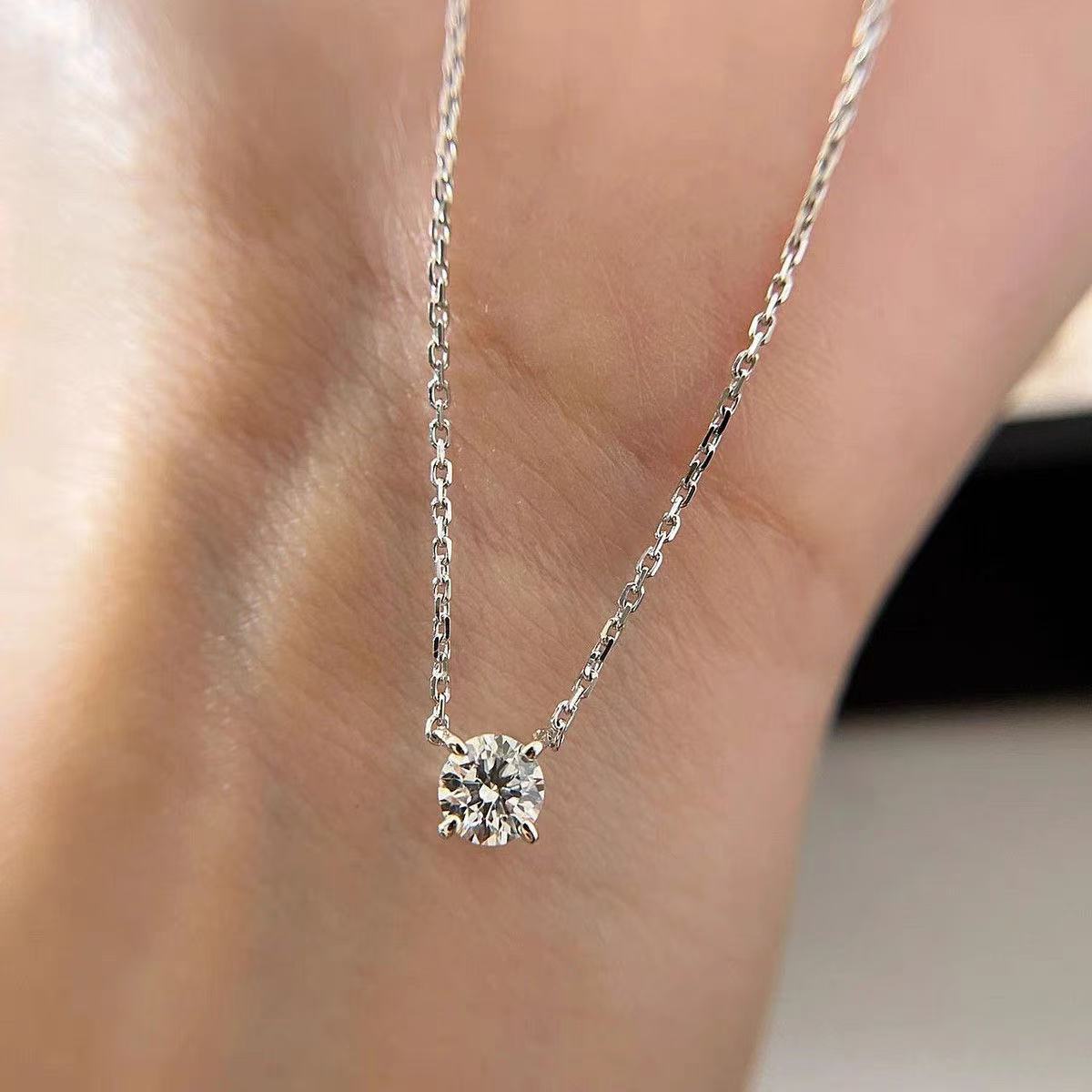 Wholesale Stylish Four-Claw Zircon Necklace,  Fashion Jewelry Accessory for Resale or Gift