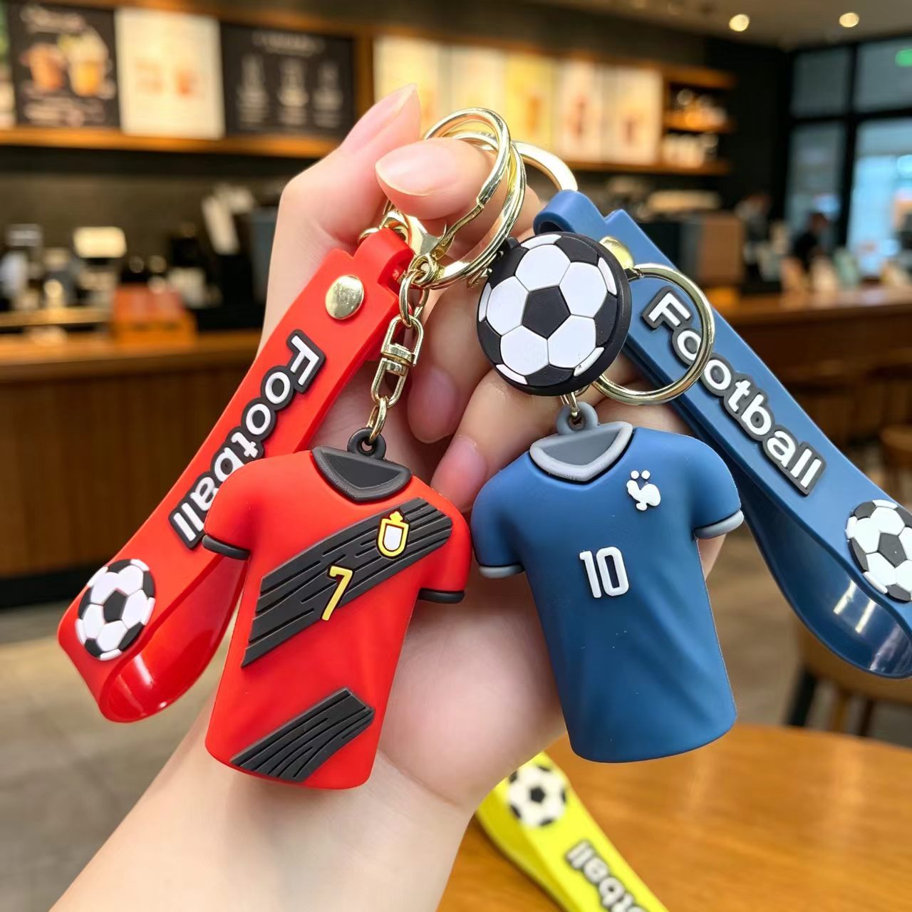 Wholesale # 10 Football Jersey Keychain - Pink PVC Decorative Car Key Accessory for Party Gifts or Resale