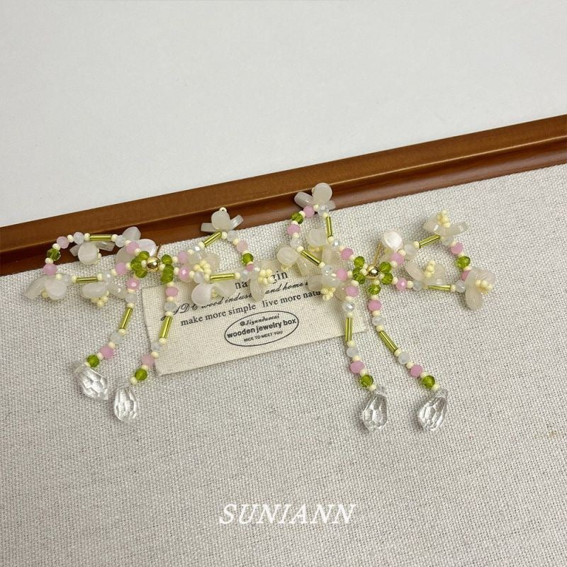 Wholesale  flower beaded tassel long earrings