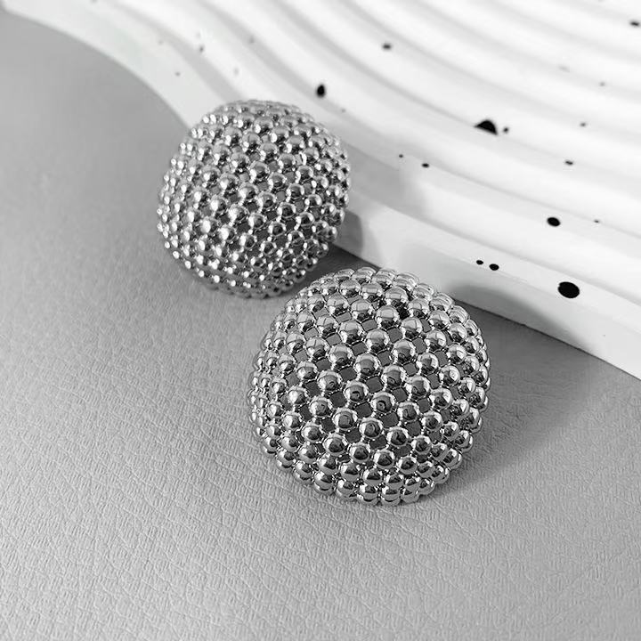 Wholesale  Retro Ring suit  Geometric Hollow  Round Bead Metal Earrings Jewelry