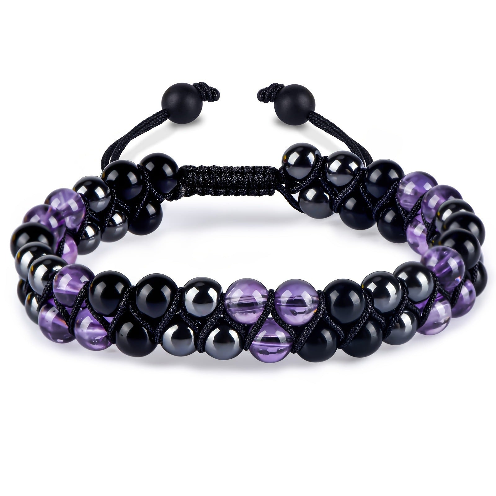 Wholesale Natural Tiger Eye &  Hematite Double Row Bracelet,  Handmade Unisex Everyday Gift Jewelry
