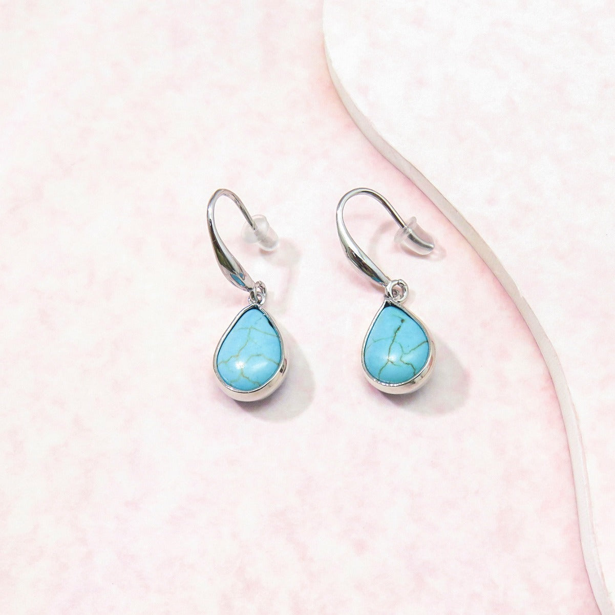 Wholesale Ethnic Turquoise Water Drop Pendant Earrings Copper Jewelry Gift