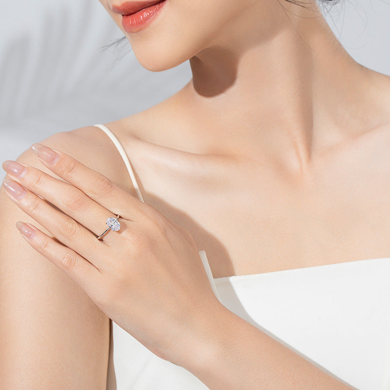 Wholesale S925 Silver Oval Pigeon Egg Ring