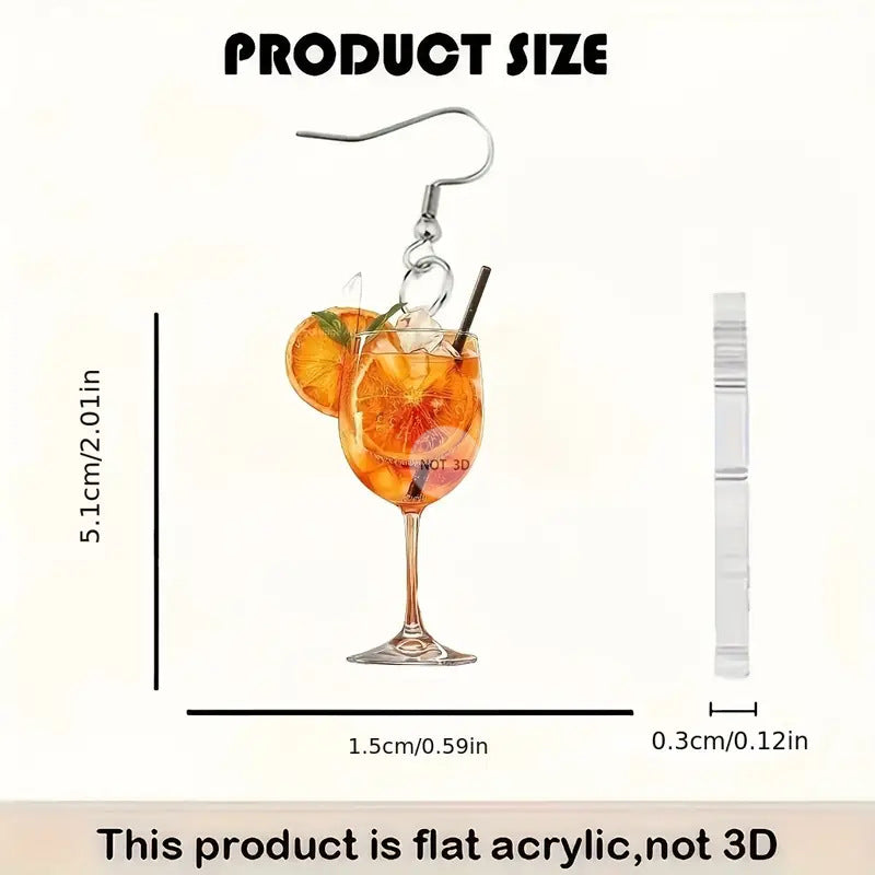 Wholesale Summer Beer Festival Wine Glass Orange Juice Acrylic Earrings