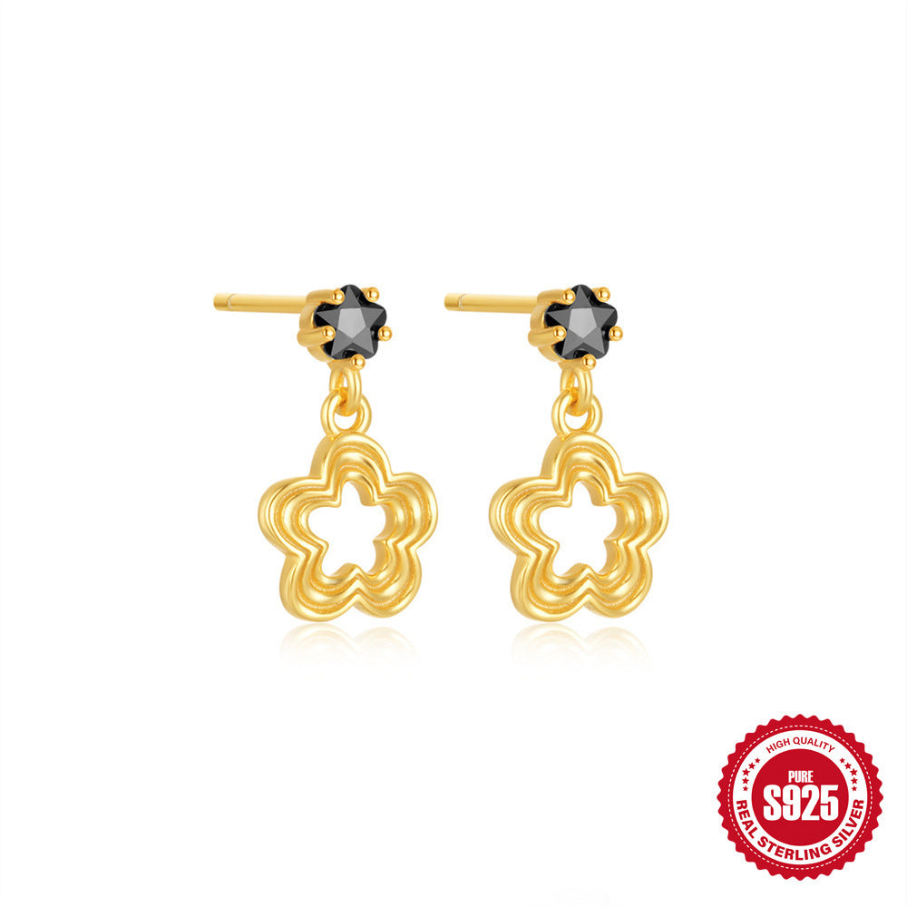 Wholesale S925 sterling silver love diamond petal fashion luxury earrings