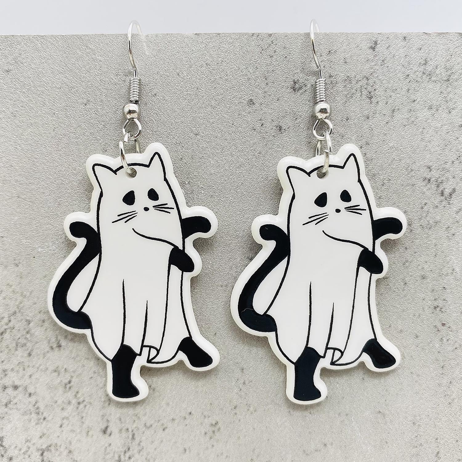 Wholesale Halloween Earrings Cartoon Cute Cat Ghost Pumpkin Acrylic Earrings ACC-ES-ChenY018