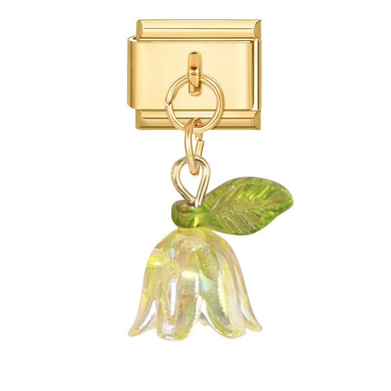 Wholesale 9mm Italian Charm Starter Bracelets DIY flower Single Section Creative Stainless Steel Composable Bracelet