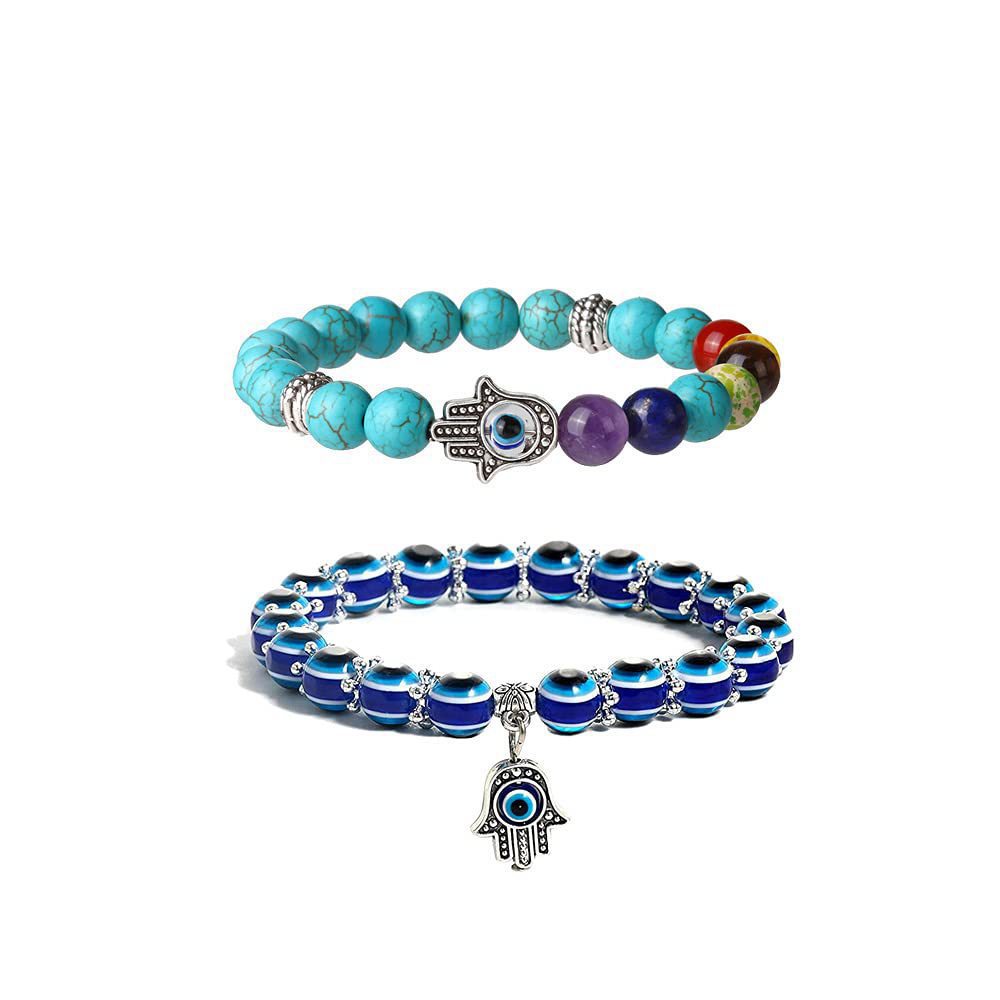 Wholesale Colorful Stone Beads Devil's Eye Palm Bracelet ACC-BT-Zhongh012