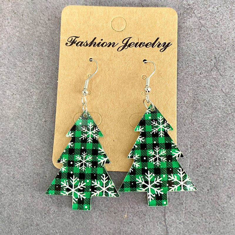 Wholesale Christmas Tree Colorful Acrylic Hollow Earrings ACC-ES-XinChuan068