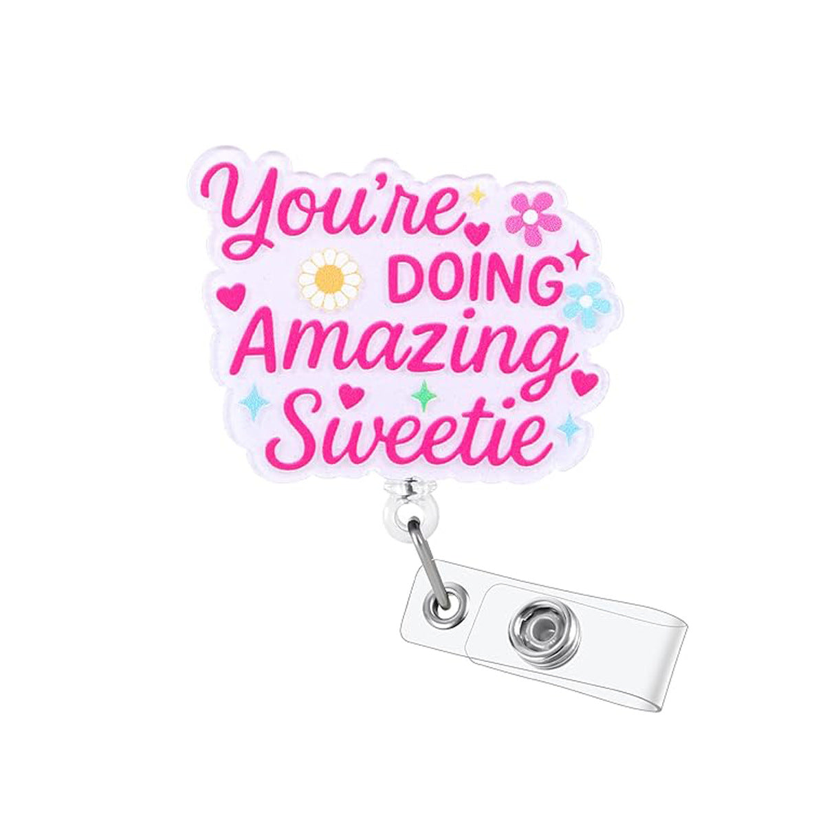 Wholesale  retractable acrylic pink medical   Badge Reels