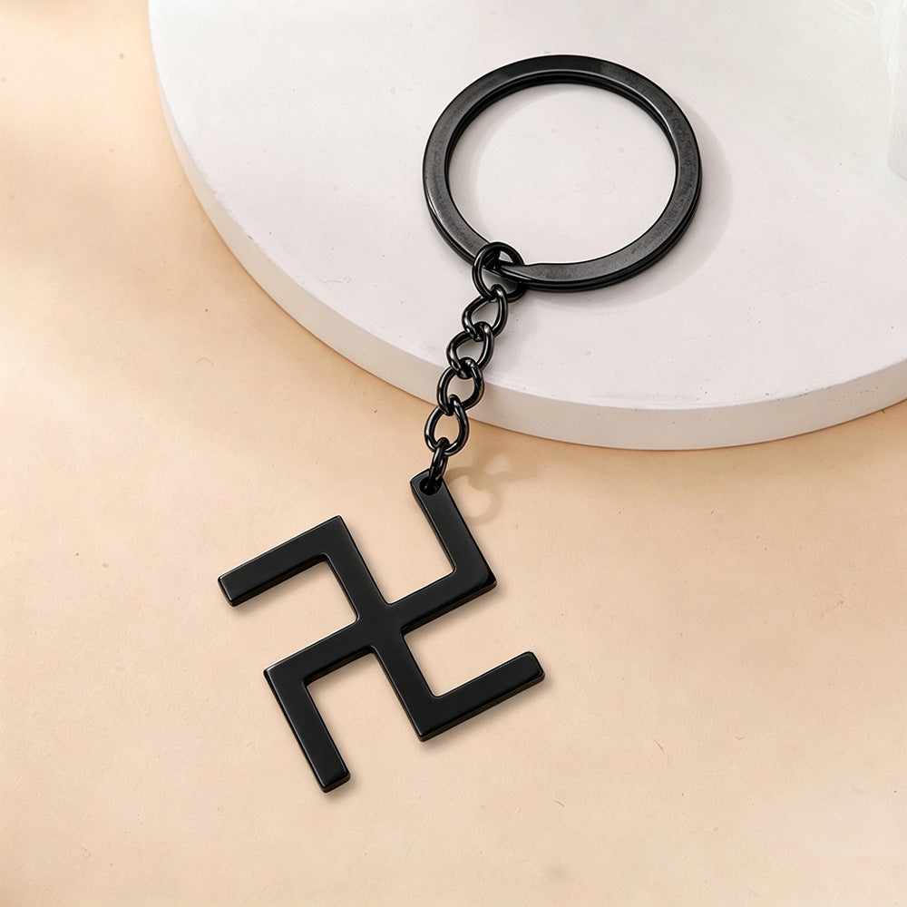 Wholesale Modern Stainless Steel Swastika Bag Charm Keychain,  Trendy Fashion Accessory for Resale