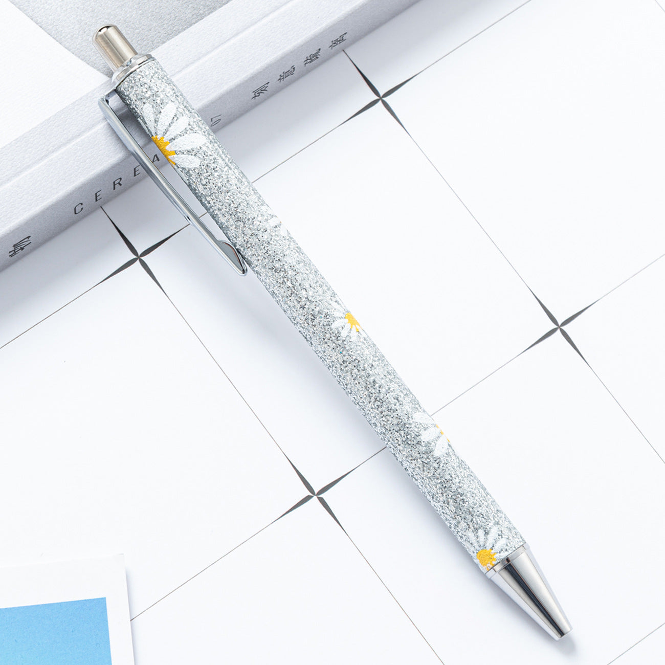 Wholesale Gold Powder Press Ballpoint Pen Glitter Chalk Metal Pen ACC-PN-HuaHao018
