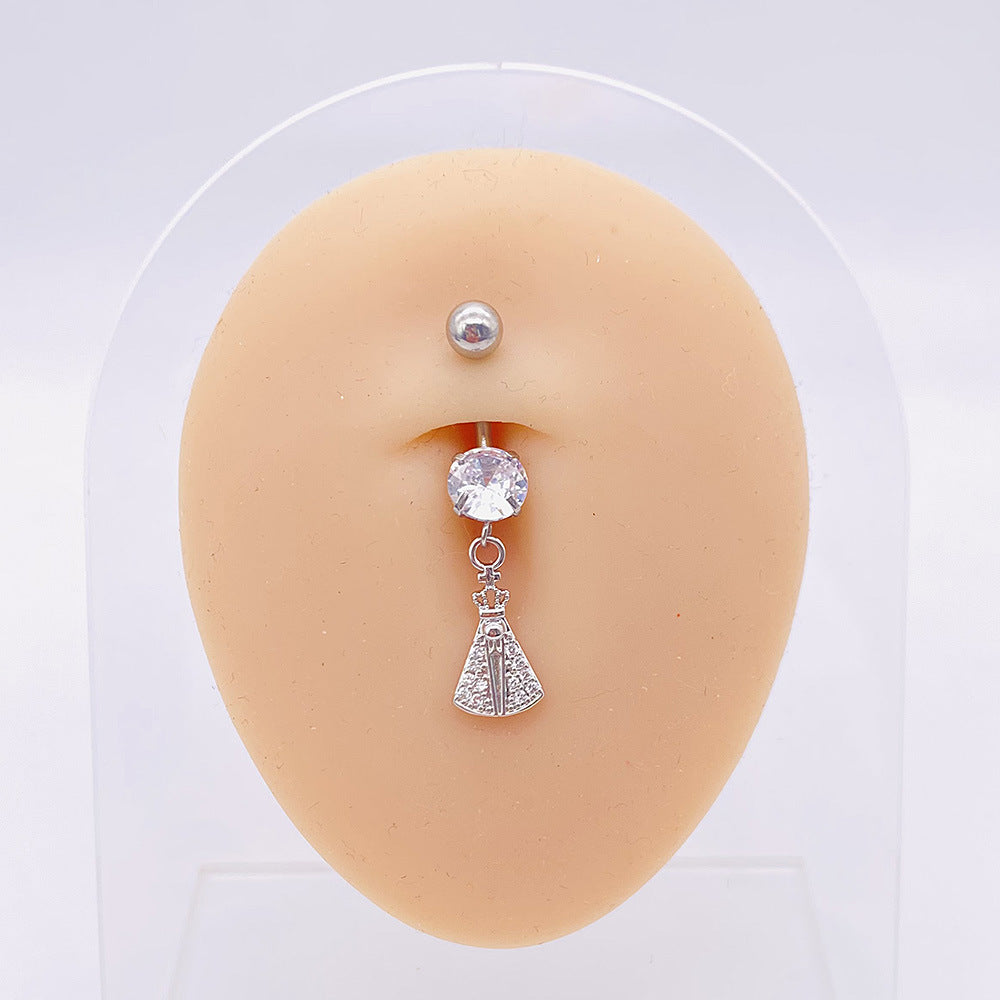 Wholesale Stainless Steel Long Tree of Life Zircon Belly Button Nails Body Jewelry ACC-BJ-ChenY001
