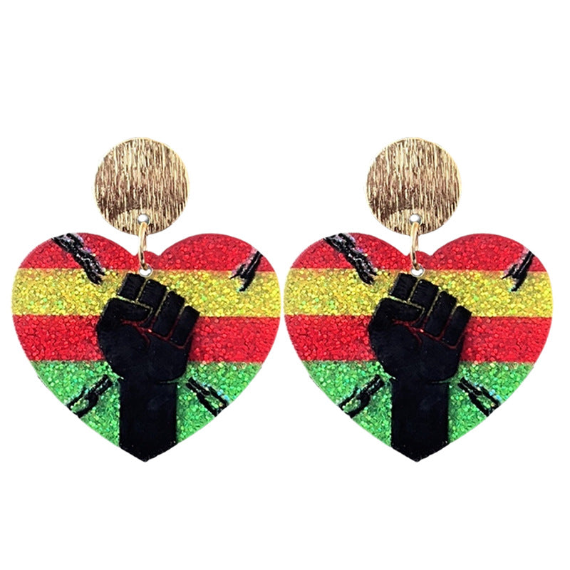 Wholesale  Black Liberation Day Celebrates June Festival Flag  Earrings