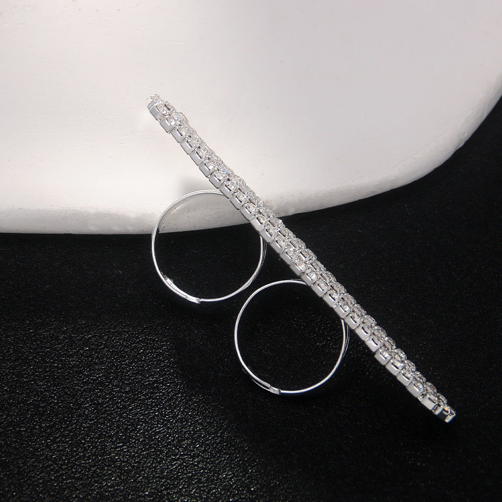 Wholesale  Geometric Ring  Light Luxury Rhinestone Simple Double Ring