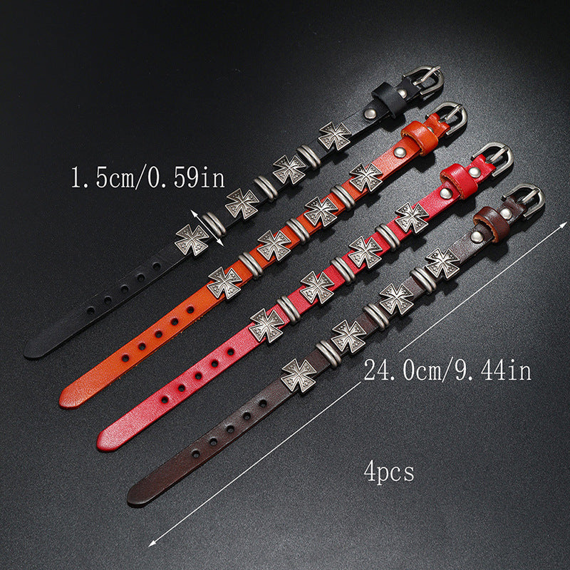 Wholesale Punk Cross Leather Bracelet Fashion Jewelry Accessory Gift