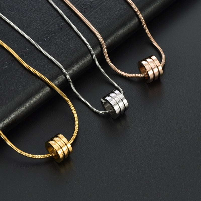 Wholesale Titanium steel waist glossy Cylindrical pendant necklace