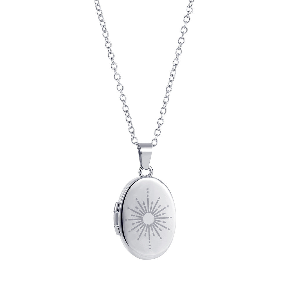 Wholesale  Stainless Steel Photo Pendant Sun Moon Devil's Eye Simple  Necklace