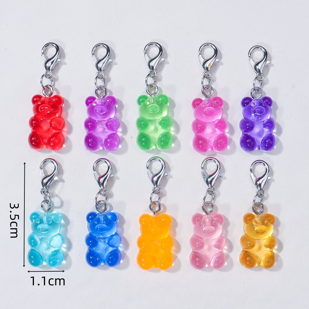 Wholesale 10pcs/pack Candy Color Bear Pendant DIY Universal Buckle Pendant Necklace Bracelet Keychain Shoe Bag Accessories Pendant Accessories